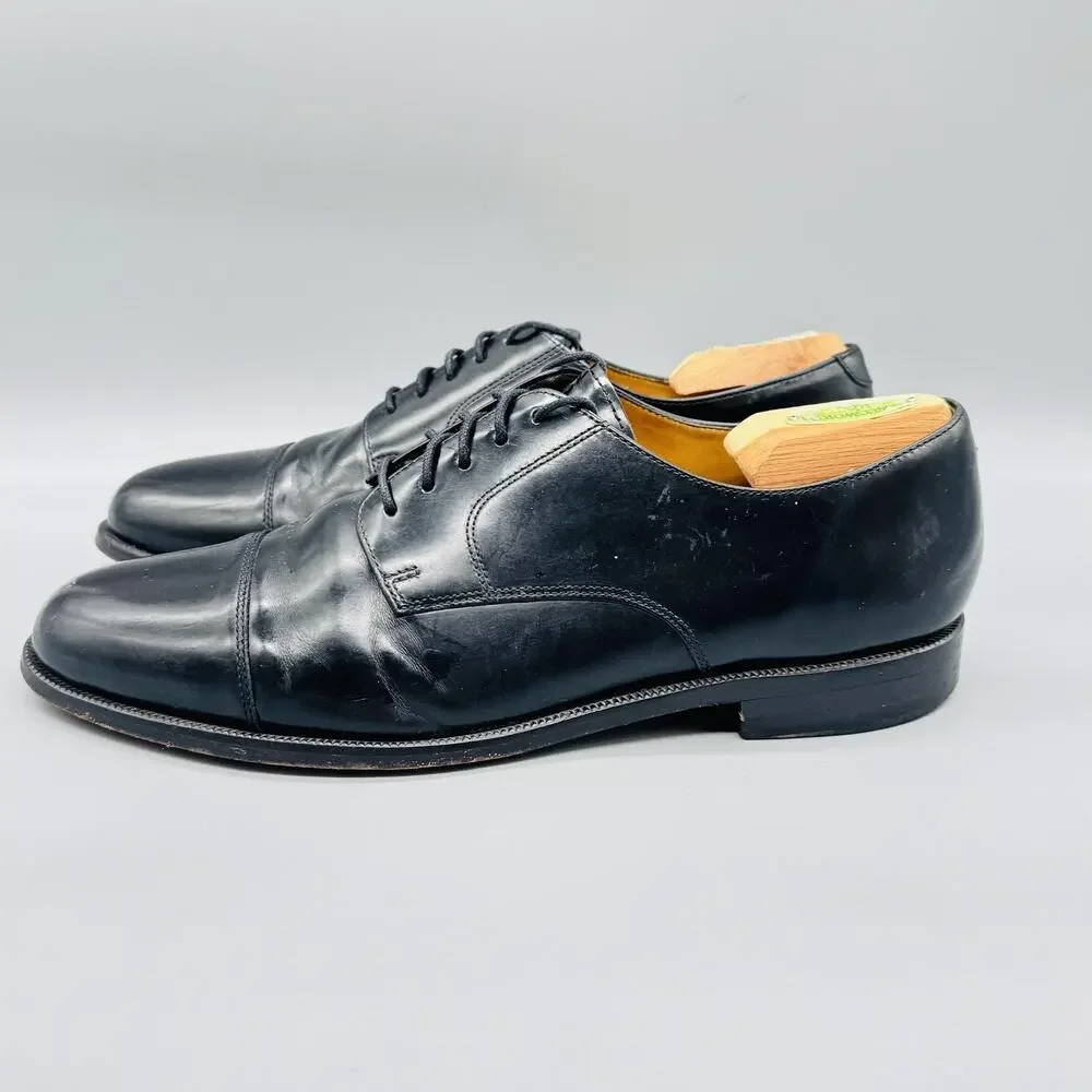 Cole Haan Shoes Mens 11 Black Leather Cap Toe Derby Oxford Lace Up Dress Classic